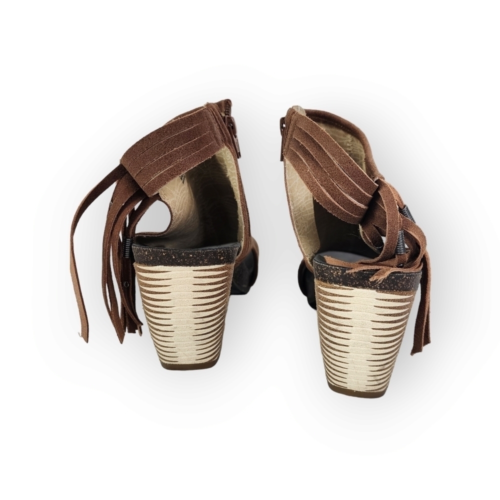 OTBT free spirit heeled open toe fringe bootie 9.5 - Picture 7 of 10